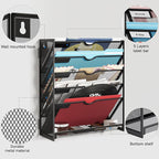 Lavatino 6-Tier Hanging File Organizer, Wall Mount File Holder for Mails Folders Papers Magazine Organization, Vertical Document Organizer for Office Home - Black