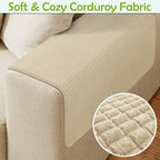 Couch Arm Covers, Waterproof Armrest Cover for Sofa, Armchair, Loveseat, Non-Slip Recliner Arm Covers, Sofa Headrest Covers, Arm Chair Covers Set of 2 (Sand, 26"×26")