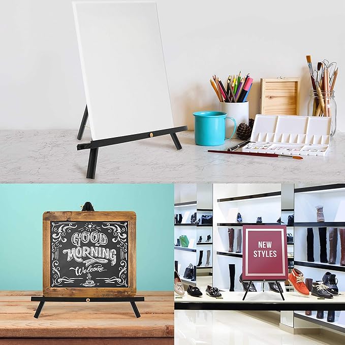 U.S. Art Supply 16" Black Wood Tabletop Easel (4 Pack) - Adjustable A-Frame Canvas Stand for Painting Party & Signs - Table Top Easel for Painting, Canvas Holder, Crafts, Photos, Pictures