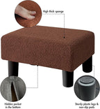 BRIAN & DANY Small Foot Stool Ottoman, Footstool with Legs, Teddy Velvet Foot Rest for Living Room, Bedroom and Office, Brown