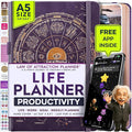 Life Planner - Undated Weekly & Monthly Planner, 12-Month Journey to Increase Productivity | Gratitude Journal, Life Organizer & Goal Journal | Include Foldable Vision Board, Habit Tracker & Stickers