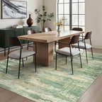GENIMO 8x10 Area Rugs, Machine Washable Rugs for Living Room Low Pile, Modern Green Rug with Non-Slip Rubber Backing, Soft Pet Friendly Carpet for Bedroom, Dining Room, Office, Desert Dawn