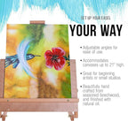 U.S. Art Supply Cancun Solid Wooden Tabletop Easel - Artist Studio Desktop Drawing Table, Portable Drafting Table, Adjustable Art Board, Tabletop Easel for Painting, Holds Up to 23" Canvas, Beechwood