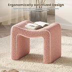 ZYKZYK Ottoman Vanity Seat, Plush Velvet Backless Stool and Small Foot Rest, Modern Accent Seating for Bedroom, Makeup Table or Living Room, Pink