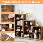 VECELO Wide Bookshelf Set, Fits 9.3" × 10-12.8" Hardcovers, Cube Storage Bookcases, Free-Standing for Living Room, Bedroom, Home Office, 2/3/4-Tier, 3-Pack, Brown