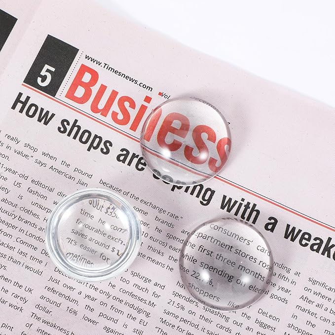 12 Pcs Crystal Dome Magnifying Paperweight, 6X Dome/Paperweight Magnifier Clear Distortion-Free Optics Convex Lens Set for Physics Classroom Home Decor, Paper Weights for Outdoor Events, 1.6inch