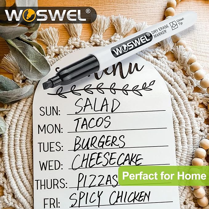 WOSWEL Dry Erase Markers Bulk, 144 Pack Black Chisel Tip Whiteboard Markers, Low Odor Dry Erase Markers for School Office Home