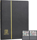 Stamp Albums 140 Pockets - Stockbooks with 35x197mm Sleeves, 10 Double Sided Black Page with Leatherette Padded Black Cover, Collection Storage Folder for Paper Money Postage Stamps AS0107BK