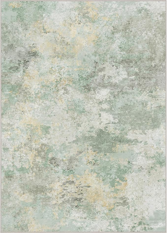 GENIMO Washable Rugs 8x10 Area Rugs for Living Room Bedroom, Modern Lightweight Rug Ultra Soft Indoor Area Rugs 8x10 for Dining Room, Low Pile Carpet with Non Slip Backing, Light Green