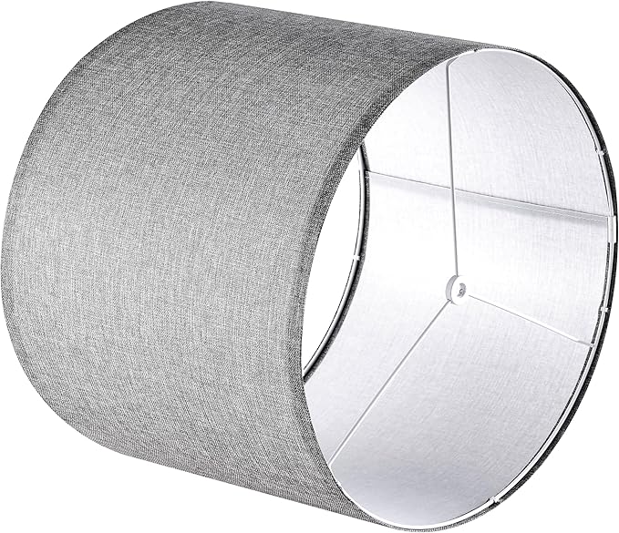 Set of 2 Large Drum Lamp Shades Modern Lamp Shade 16" Top x 16" Bottom x 12" High (Spider) Gray Lampshade for Floor Lamps Table Lamps - Lampshades Replacement By GO&SO