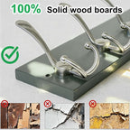 SKOLOO Creations Forest Green Solid Wood Wall Mounted Coat Rack, 5 Hooks, 16-7/8" Long - Kitchen, Mudroom, Entryway, Bathroom - Includes Mounting Hardware, Wall Coat Hanger, Towel Rack, Pack of 2