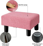 BRIAN & DANY Small Foot Stool Ottoman, Footstool with Legs, Teddy Velvet Foot Rest for Living Room, Bedroom and Office, Hot Pink