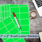 240 Pack Green Label Stickers,3"x2" Rectangular Sticker Labels,Large Name Labels for Kids Clothing