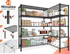 REIBII 1600LBS Storage Shelves 69.8''W Metal Shelving 5 Tier Wire Shelving Unit,Pantry Shelves Kitchen Shelves Adjustable Wire Commercial Shelf for Garage Storage Shelves, 69.8" Wx15.8 Dx72.4 H, Black