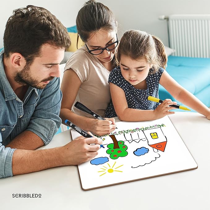 Scribbledo White Board Dry Erase Board 11" x14” Mini Double Sided Personal Whiteboard Board Dry Erase Lapboard Handheld Personal White Boards for Students Small Whiteboard Office Kitchen