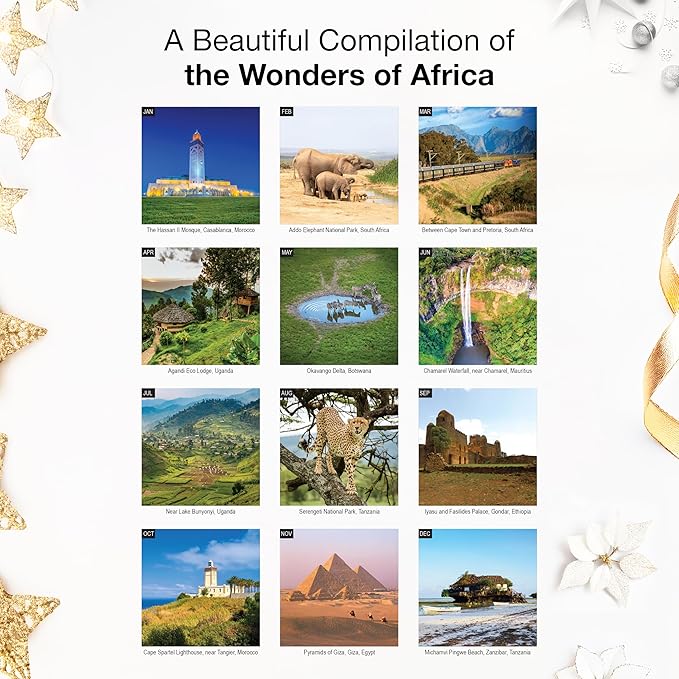 RED EMBER Africa 2026 Wall Calendar 12 Month | 12" x 24" Open | Thick & Sturdy Paper | Holiday Gift | Travel Calendar 2026