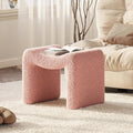 ZYKZYK Ottoman Vanity Seat, Plush Velvet Backless Stool and Small Foot Rest, Modern Accent Seating for Bedroom, Makeup Table or Living Room, Pink