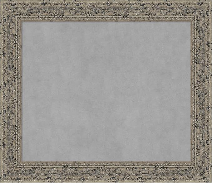 Amanti Art Silver Framed Magnetic Board 25x29 Medium Vision Board for use with Magnets, 100% Metal Sheet to Display Items as Office Decor or for Home Organization in mudroom, Kitchen or Kids Room