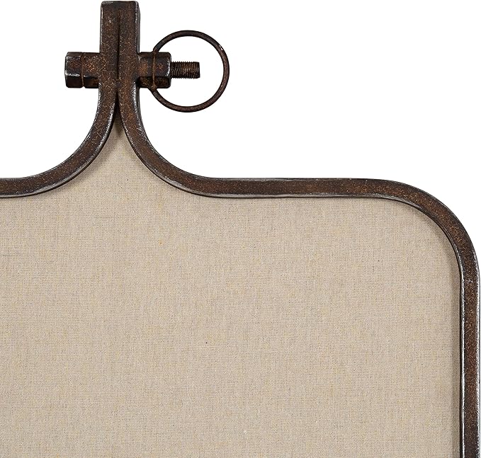 Kate and Laurel Yitro Modern Farmhouse Metal Rectangle Decorative Pinboard, 20 x 35, Rustic Bronze, Industrial Rectangular Bulletin Board with Unique Ornamental Crown