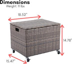 BIRDROCK HOME Rolling File Box - Storage Cabinet with Wheels - Weatherproof Rattan-Style Resin Deck Chest for Garden, Home and Office - Organize Cushions, Toys, and Accessories - Storage Box - Tan