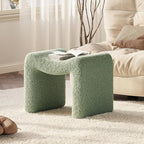 ZYKZYK Ottoman Vanity Seat, Plush Velvet Backless Stool and Small Foot Rest, Modern Accent Seating for Bedroom, Makeup Table or Living Room, Green