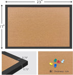 Yunihome Cork Bulletin Board, 17x23 Inches Hanging Cork Board Wooden Framed with Pins for Wall, Dorm Room, Office, Home Decor – Natural Cork & Black Frame