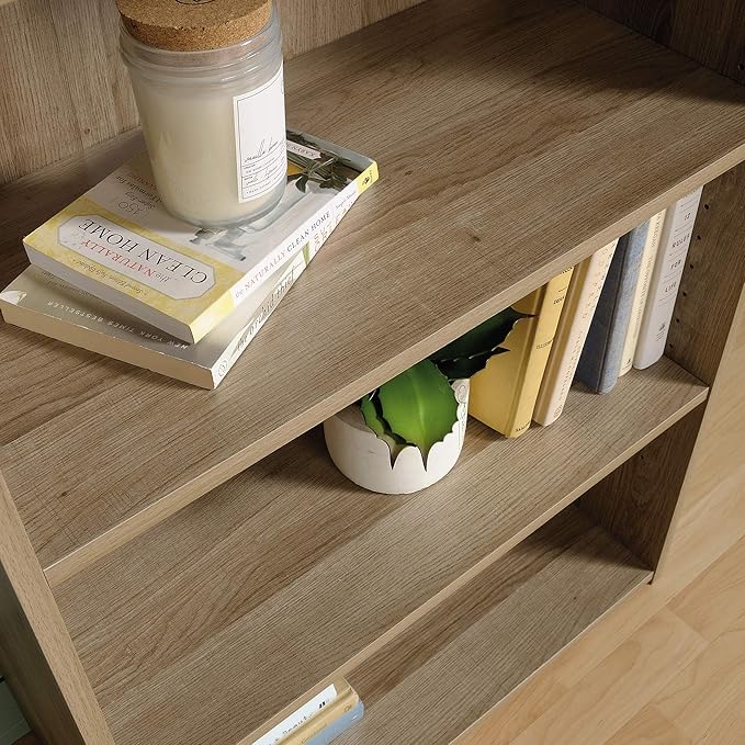 Sauder Beginnings 3-Shelf Bookcase, Bookshelf with Adjustable Storage Shelves, in Summer Oak