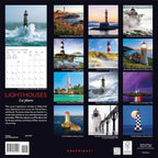 Graphique 2026 Lighthouses Wall Calendar | 12” x 12” | Thick Paper | Home & Office Organizer | Large Monthly Grid | 3 Languages & Marked Holidays | 4 Month Preview Page for 2027