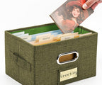 Remowith Greeting Card Organizer and Storage Box with 20 Pcs Adjustable Dividers, Storing Cards with 84 Pcs Labels Perfect for Storing Greeting Cards, Envelopes, Photos 1 Pack Olive Green