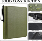 GEAoffice Side Loading 9 Pockets Top Loader Binder Holds 324 Cards, Waterproof PU Leather Trading Card Binder for Toploader, Card Collection Album Folder for MTG, TCG, Sports Cards, Green