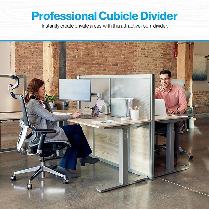 NBF Office Partition Room Divider - 76" H x 96" W Espresso & Warm Ash, Large Privacy Screen, Portable Partition Wall, Free Standing Office Divider