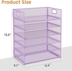 Subekyu 6-Tier Desk Paper Organizer, Desktop File Letter Tray with Handle, Document Sorter and Accessories Holder for Office, Home and School Workspace Organizers, Purple-2 Pack