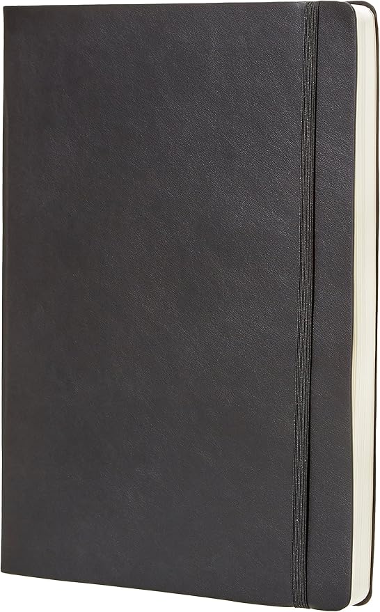 Amazon Basics Daily Planner and Journal, Soft Cover, 8.5 inch x 11 inch, Black