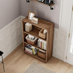 ChooChoo 3-Tier Bookcase, Wooden Bookshelf, Farmhouse Bookshelf with Open Storage, Tall Bookcase for Bedroom and Home Office, Brown Walnut