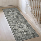 GENIMO 2x6 Runner Rugs for Hallway, Machine Washable Non Slip Vintage Rugs, Low Pile Lightweight Soft Print Rug for enrtyway, Corridor, Home Office, Kitchen, Charcoal Gray