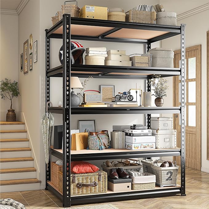 REIBII 2200LBS Storage Shelves 5 Tier Garage Shelving Heavy Duty, Adjustable Metal Shelving Unit, Garage Shelves for Basement, Warehouse, Pantry, Closet, Kitchen 72" H x 35.55" W x 16" D, 2 Pack | Heavy Duty, Adjustable, 2020LBS Capacity, Garage, Pantr...