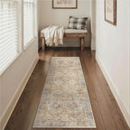 GENIMO Runner Rug 2x7 Non Slip Machine Washable Hallway Runner Vintage Rug, Low Pile Lightweight Rugs for Entryway, Hallway, Kitchen and Corridor, Warm Brown