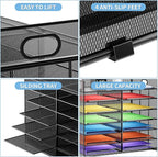 Marbrasse Desktop Literature Organizer, Mesh Paper Organizer, Desk Organizers, File Sorter Mail Center Paper Storage Cabinet Classroom Keepers Mailbox for Office Home School, Black