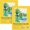 U.S. Art Supply 9" x 12" Premium Heavyweight Watercolor Paper Pad, Pack of 2 (12 Sheets Each), 140lb (300gsm) - Cold Pressed, Acid-Free, Wet, Water Color Paper - for Artists, Students