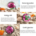 EUSTUMA Hand Blown Glass Flower Paperweight Figurine for Office Desk.Give You A Gift from The Person You Love, The Garden Decoration.(Pink Flowers)