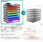 GoldOrcle 2 Pack 8 Tier Paper Letter Tray Organizer with Handles, Mesh Desk File Holder Storage Organization for Home School Classroom & Office