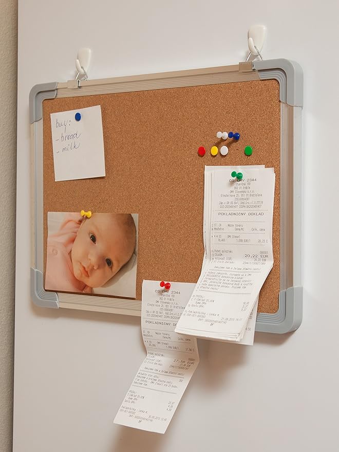 Cork Board Set for Wall - Bulletin Board Corkboard 16 x 12 in with 10 Thumb Tacks - Small Wall Hanging Pin Board Message Board Tack Board Organizer for Home, Office, Desk and Cubicle (16x12 inch)