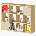 furtble Bookshelf with Storage Bins, 12-Cube Storage Organizer, Modern Wood Open Bookcase, Multifunctional Display Shelf for Living Room, Bedroom, Home Office, Oak