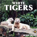 RED EMBER White Tigers 2026 Wall Calendar 12 Month | 12" x 24" Open | Thick & Sturdy Paper | Holiday Gift | Big Cats Animal Calendar 2026