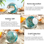 EUSTUMA Hand Blown Glass Figurines Ball Ocean Waves,Office Paperweight Glass for Desk,Home Decor Collectible,Aquarium Decor,Office Decor Ocean Lovers (Waves)