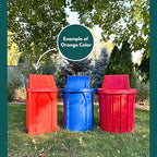 Sturdy Essentials 32 Gallon Square Slatted 100% Recycled Plastic Heavy Duty Outdoor Commercial Trash Can with Swing Top Lid | Great for Schools and Businesses - Orange