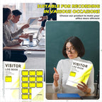 2 Pack Visitor Badges with Carbon Copy Visitor Stickers Letter Size Visitor Log Book Protecting Privacy Pages Register Book Business Guest Name tag for School Clinics Church 900 Badges 120 Memo Pages