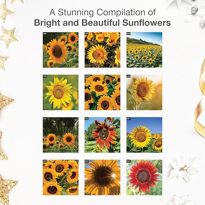 RED EMBER Sunflowers 2026 Wall Calendar 12 Month | 12" x 24" Open | Thick & Sturdy Paper | Holiday Gift | Nature Calendar 2026