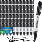 TOMPEN Dry Erase Markers Black,160 Bulk Pack Chisel Tip,Low Odor Quick-Drying Whiteboard Markers for Office Home School Writing Planning