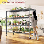 REIBII Set of 2 Storage Shelves Metal Shelving with Wheels,Adjustable Wire Shelving Rack 75.6" H Heavy Duty Garage Shelving Unit for Kitchen Pantry,Commercial Industrial Shelving for Garage 2PCS